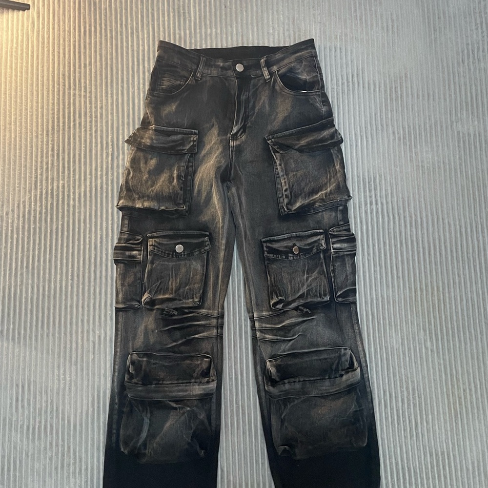 Daisy Black Distressed Cargo Pants